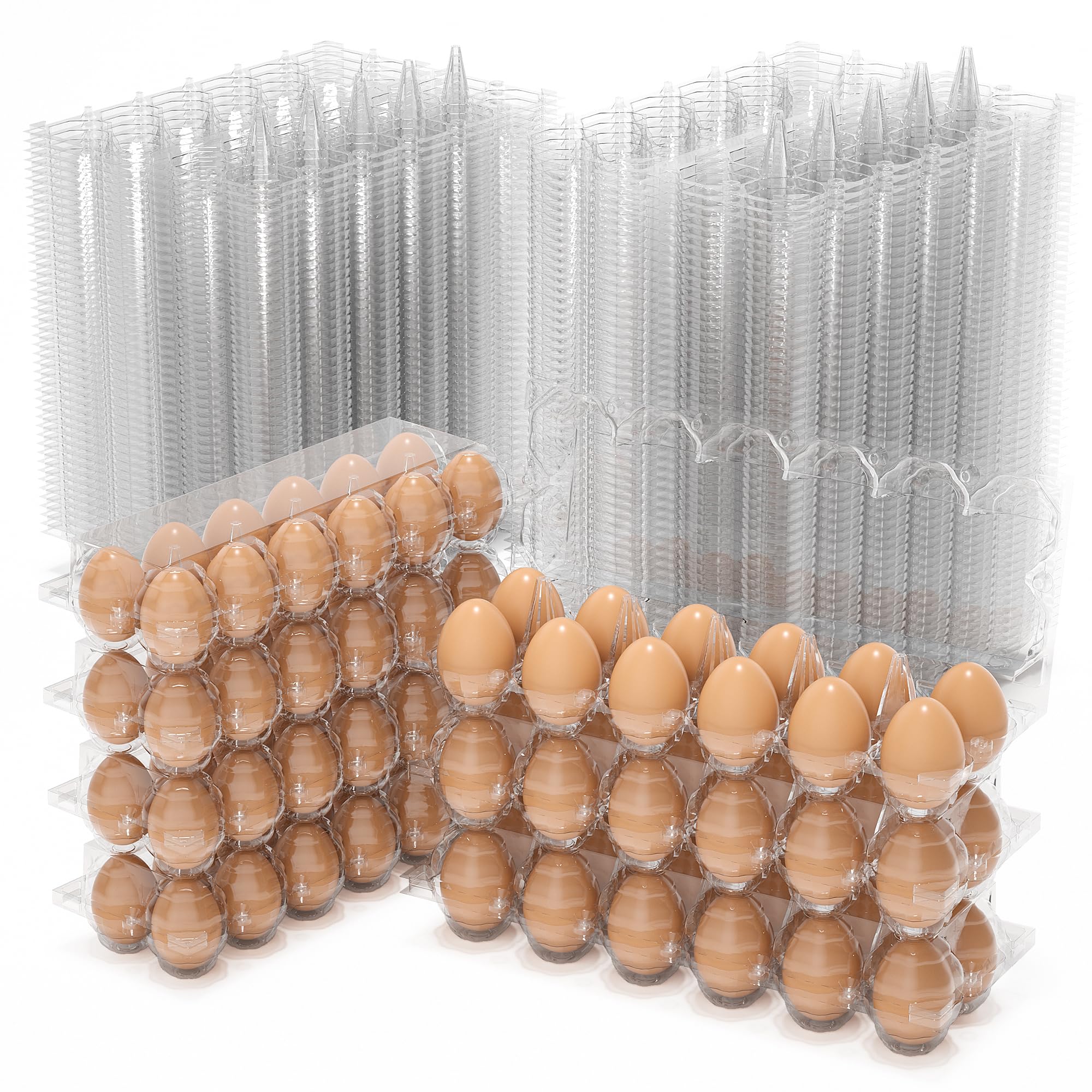 100 Pack Clear 12-Count Reusable Egg Cartons - Bulk Empty Egg Trays with 2x6 Grids for Fresh Chicken Eggs | Perfect for Refrigerator Storage, Chicken Farming, Home Use & Farmers Markets