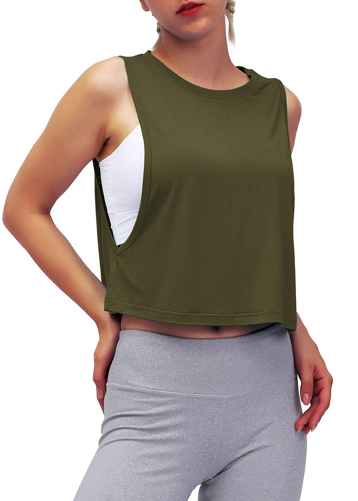 Mippo Women's Mesh Back Workout Crop Tops - Loose Fit Gym Running Tank Tops for Yoga, Fitness & Sports | Breathable & Comfortable Activewear for Women