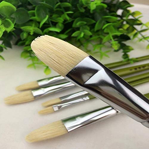 6Pcs Professional Nylon Paint Brushes Set - Short Handle Oil, Acrylic & Watercolor Brushes for Artists - Perfect for Canvas Painting, DIY Crafts & School Art Projects
