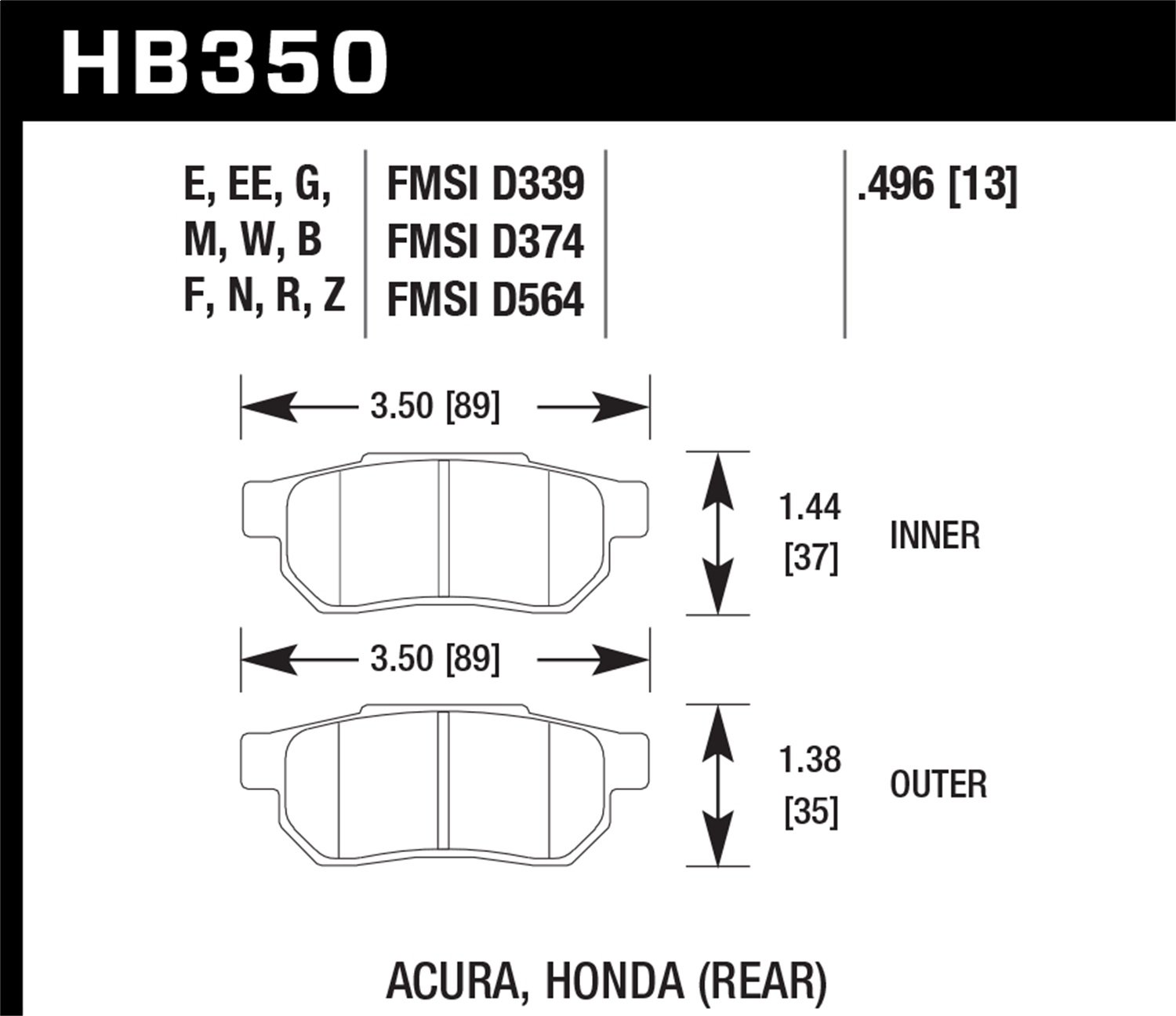 HB350B.496 HPS 5.0 High Performance Street Brake Pads for Cars & Trucks - Perfect for Daily Driving, Commuting & City Traffic