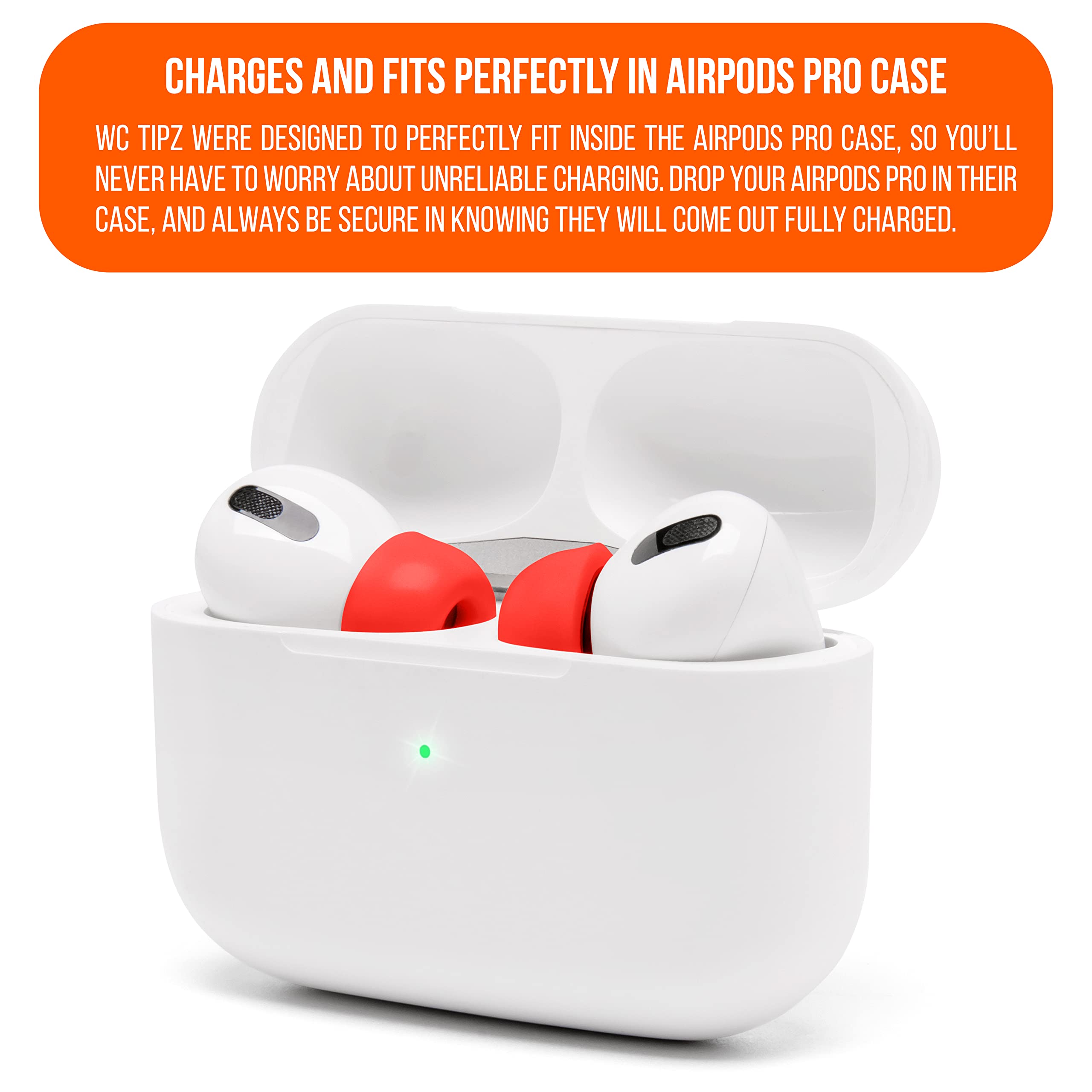 Upgraded Memory Foam Ear Tips for AirPods Pro - Enhanced Comfort & Noise Isolation | Perfect Fit for Charging Case | Wicked Cushions WC TipZ (Lava Red) | Ideal for Workouts, Travel & Daily Use