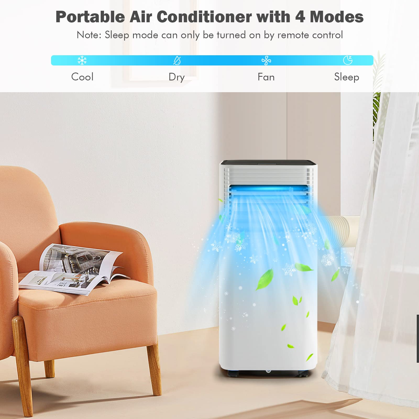 PETSITE 10000 BTU Portable Air Conditioner - 3-in-1 Cooling Unit with Fan & Dehumidifier for Rooms Up to 350 sq.ft | Perfect for Bedrooms, Offices & Small Apartments (Black)