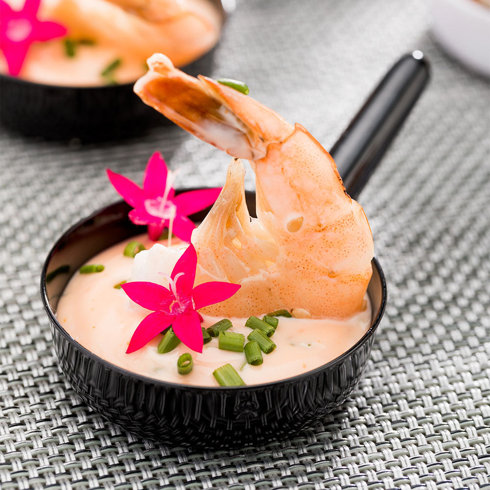 1 oz Round Black Plastic Mini Sauce Pan - 3.25