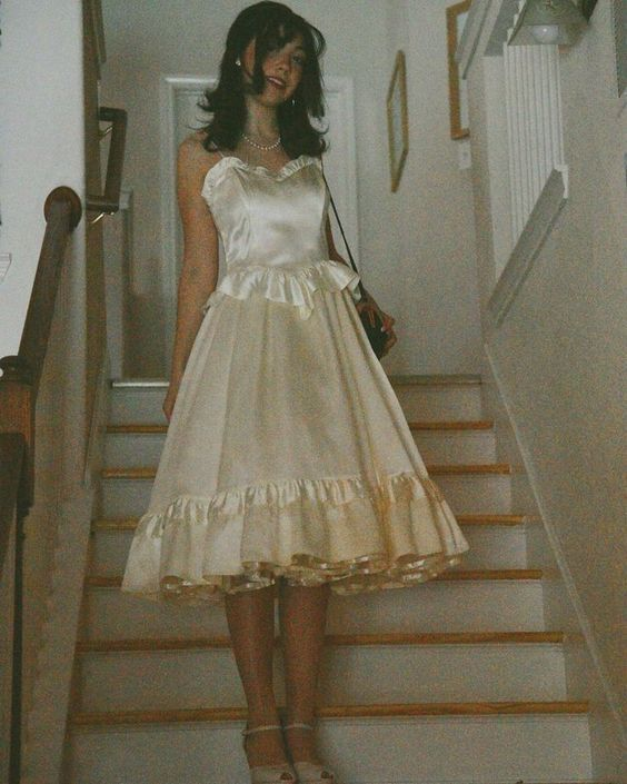 Elegant A-Line Ivory Satin Prom Dress for Sweet 16 Party - J4990 | Perfect for Homecoming, Quinceañera & Formal Occasions