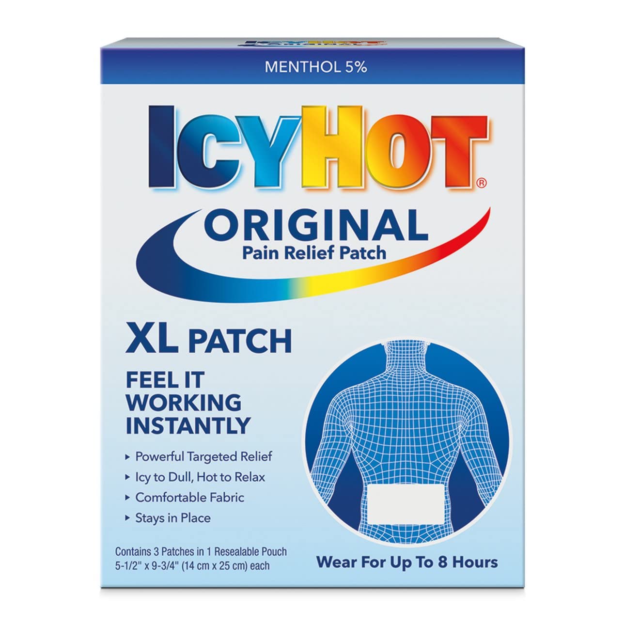 ICY HOT Extra Strength Pain Relief Patches - Large Medicated Back Pain Relief (10 Pack of 3 Patches) | Soothes Muscle Aches for Workouts, Arthritis & Chronic Pain