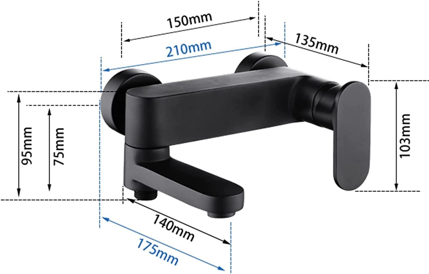 Premium Black Brass Bathroom Shower Faucet Set with Swivel Spout & Handheld Showerhead - Wall Mounted Hot/Cold Bathtub Mixer Tap for Modern Bathroom & Spa Experience