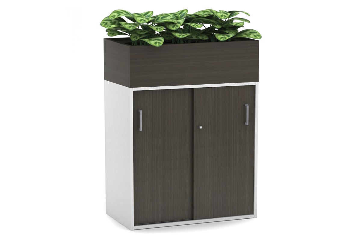 Uniform Medium Credenza with Planter Box - 800W x 1125H x 428D - Modern Storage Cabinet for Living Room, Bedroom or Office - Perfect for Home Organization and Indoor Plant Display