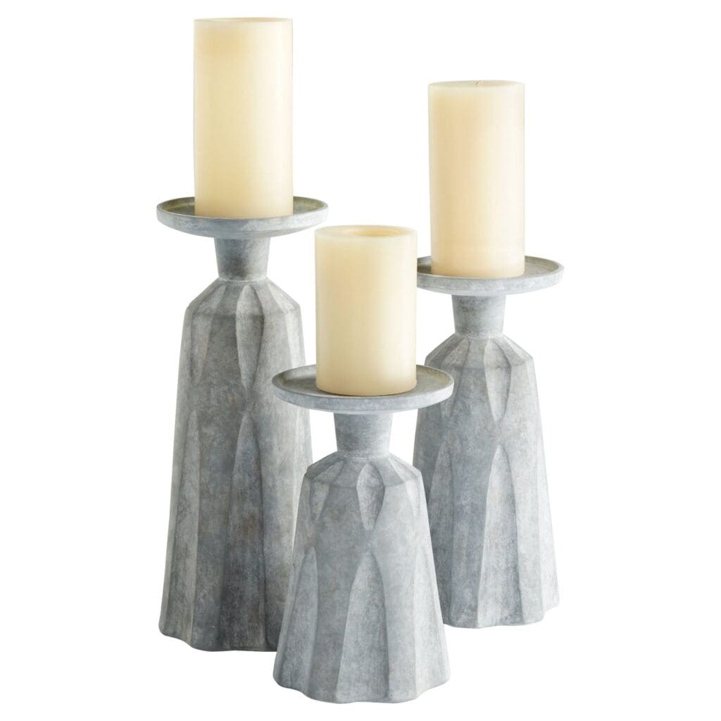 Cyan Design 11562 Attalus Small Grey Candle Holder - Elegant Home Decor for Dining Table, Mantel, or Wedding Centerpiece