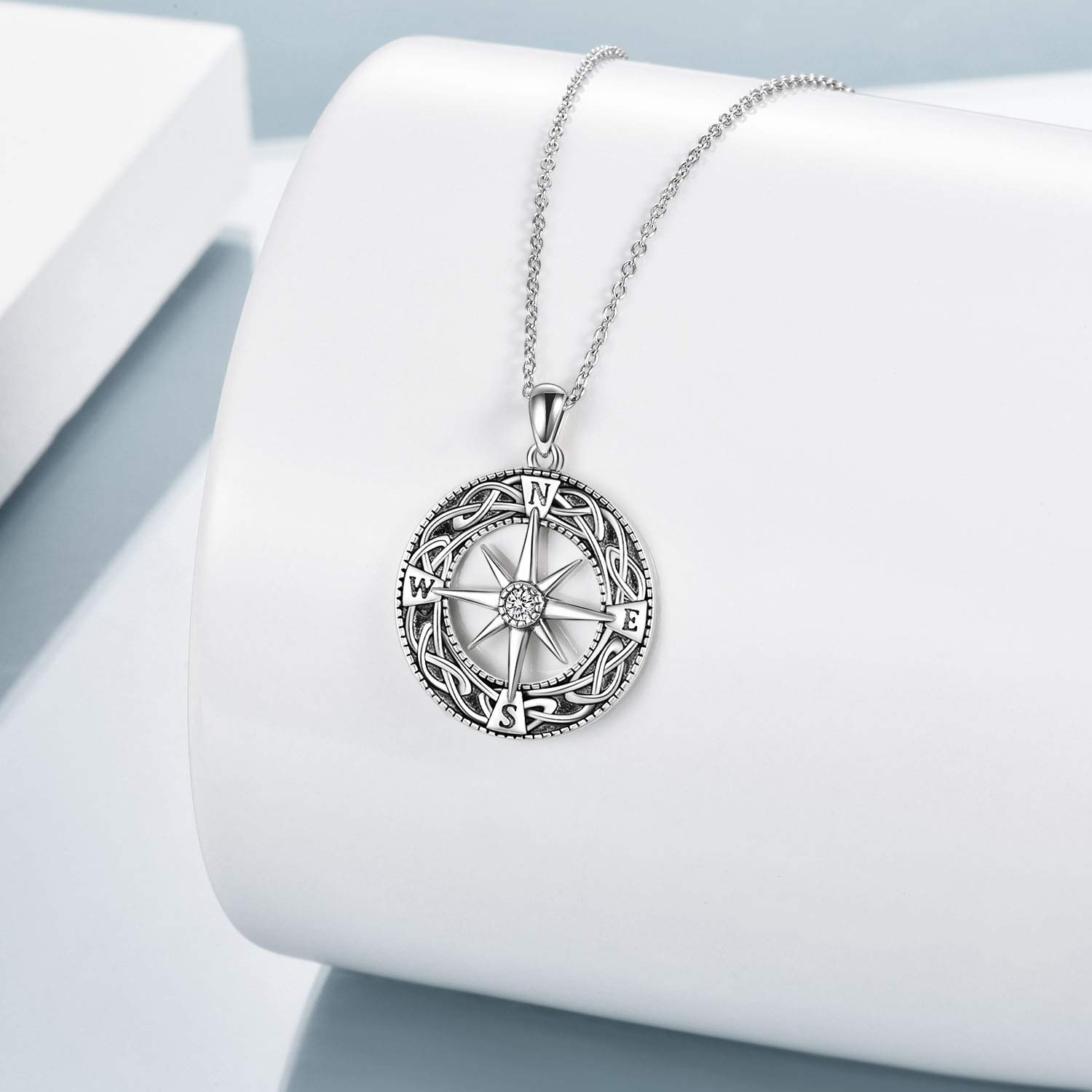 ONEFINITY Sterling Silver Celtic Knot Compass Necklace & Bracelet Set - Inspirational Graduation Gift, Friendship Talisman, Travel Jewelry for Women & Girls - Perfect for Graduation, Travel Adventures & Meaningful Gifts