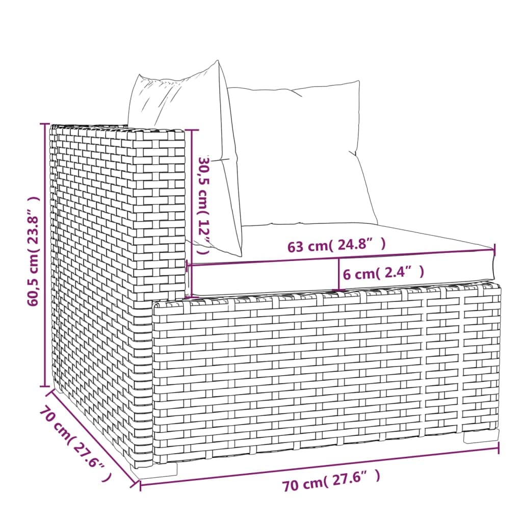 8-Piece Padded Patio Lounge Set with Poly Rattan - Gray & Anthracite Modular Outdoor Furniture - Water-Resistant Cushions & Sturdy Steel Frame - Perfect for Poolside, Garden or Backyard Relaxation