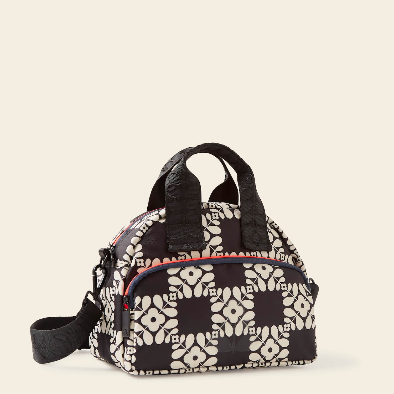 Stylish Radial Handbag with Lattice Flower Tile Design - Elegant Onyx Black Crossbody Purse for Women | Perfect for Parties, Dates, and Everyday Use