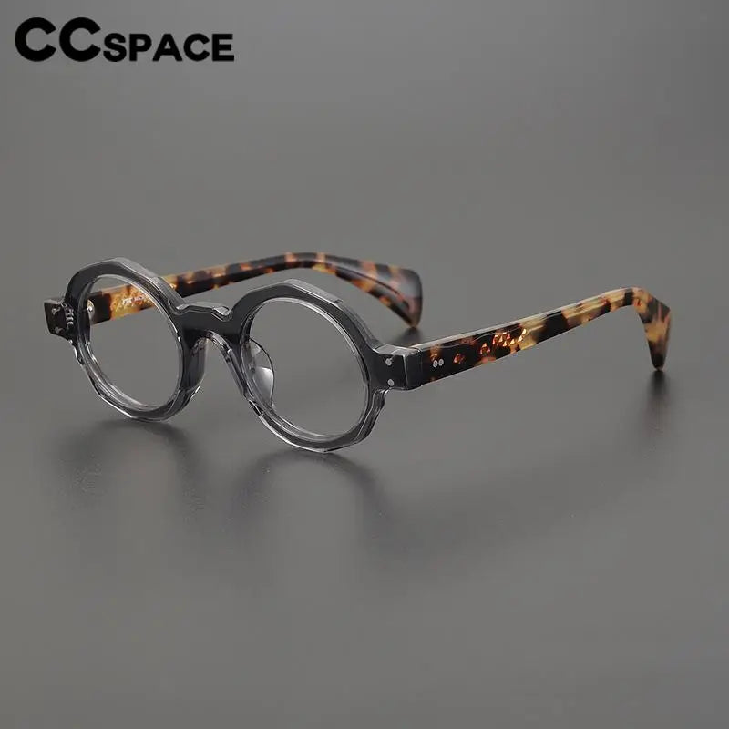 CCspace Unisex Full Rim Large Round Acetate Eyeglasses 57333 - Stylish & Lightweight Glasses for Men & Women - Perfect for Reading, Driving & Fashion Accessories