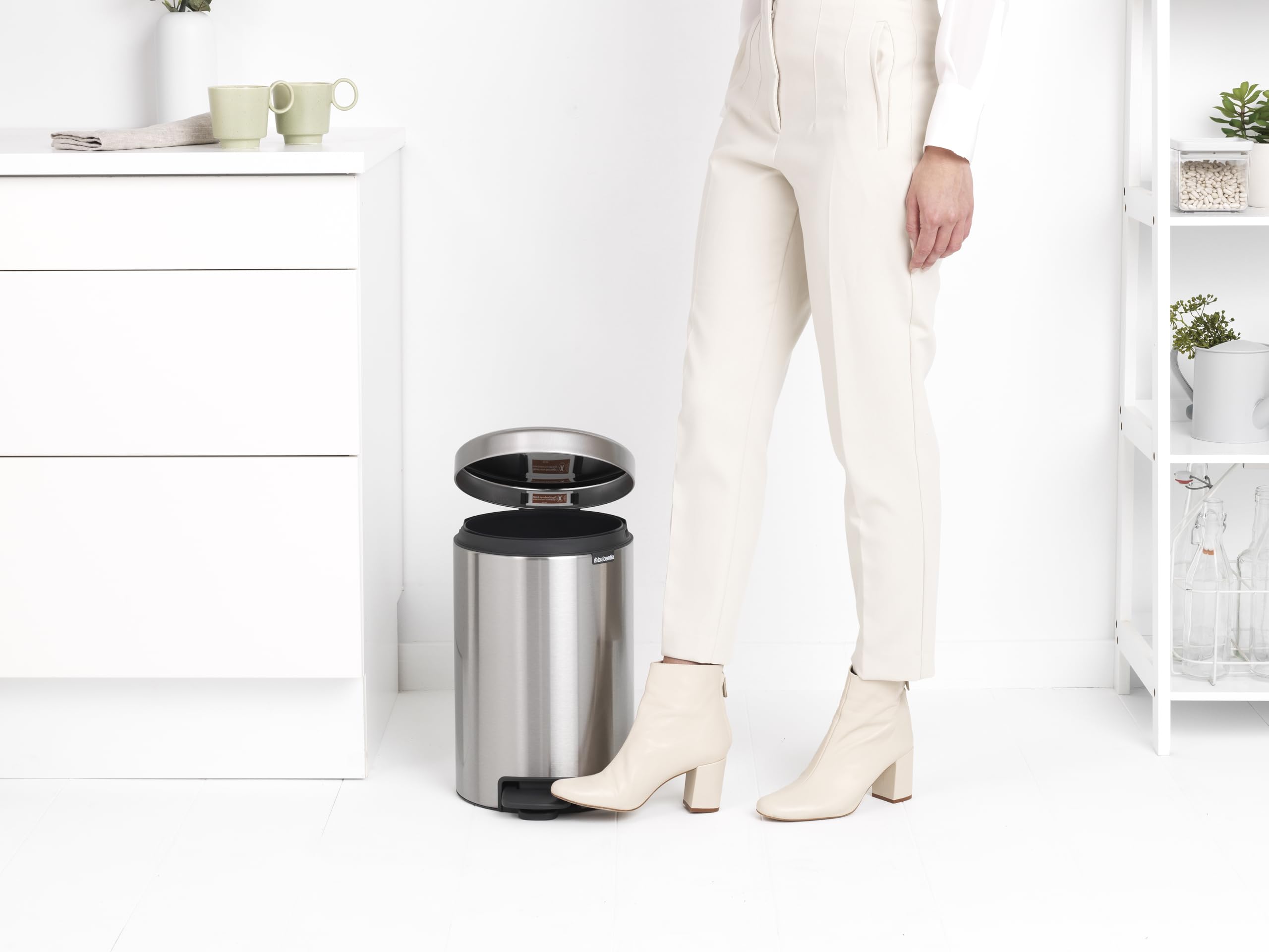Brabantia New Icon Step Trash Can - 3.2 Gallon Matt Steel Kitchen Garbage Bin with Soft Close Lid & Removable Bucket - Perfect for Recycling & Waste Disposal in Home, Office or Restaurant