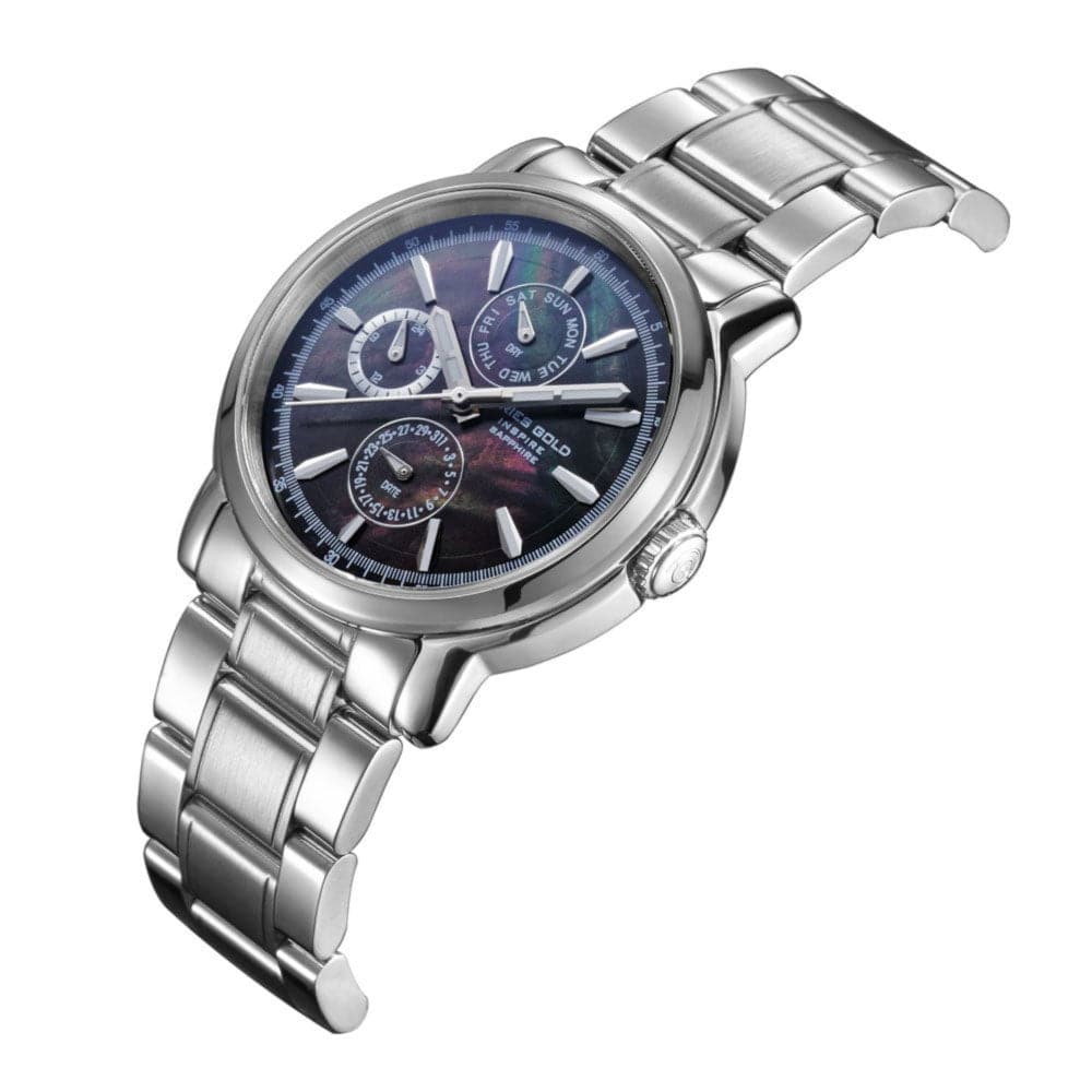 ARIES Gold Chronograph Inspire Contender Silver Stainless Steel Women's Watch B7302-S-BKMOP - Elegant Timepiece for Business, Parties & Special Occasions