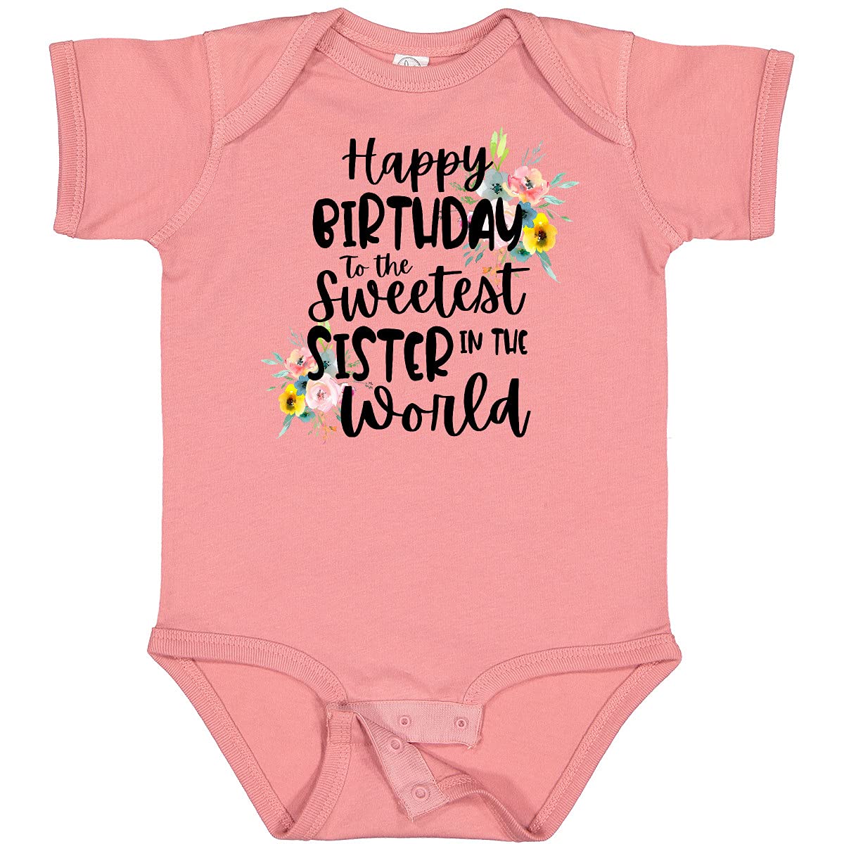 Inktastic Happy Birthday to The Sweetest Sister in The World Baby Bodysuit - Cute Outfit for Baby Girls, Birthday Gift Idea, Soft Cotton Onesie for Special Occasions & Family Photos