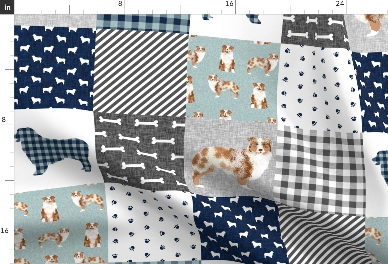 Australian Shepherd Red Pet Quilt Fabric - Printed Minky Fat Quarter for Baby Blankets, Quilt Backing & Nursery Decor | Soft Plush Material for Sewing Projects & DIY Crafts | Perfect for Dog Lovers & Home Decor