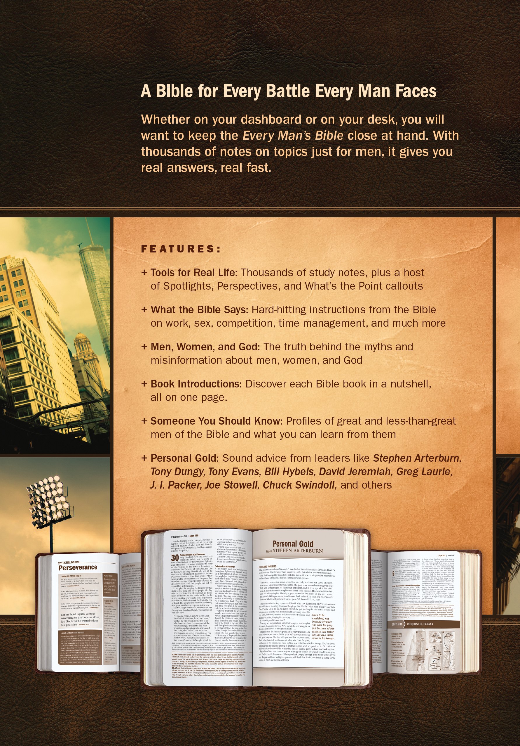 Every Man's Bible NLT - Deluxe Messenger Edition LeatherLike Brown | Study Bible for Men with Notes, Charts & Book Introductions | Perfect for Devotionals, Bible Study & Gifts