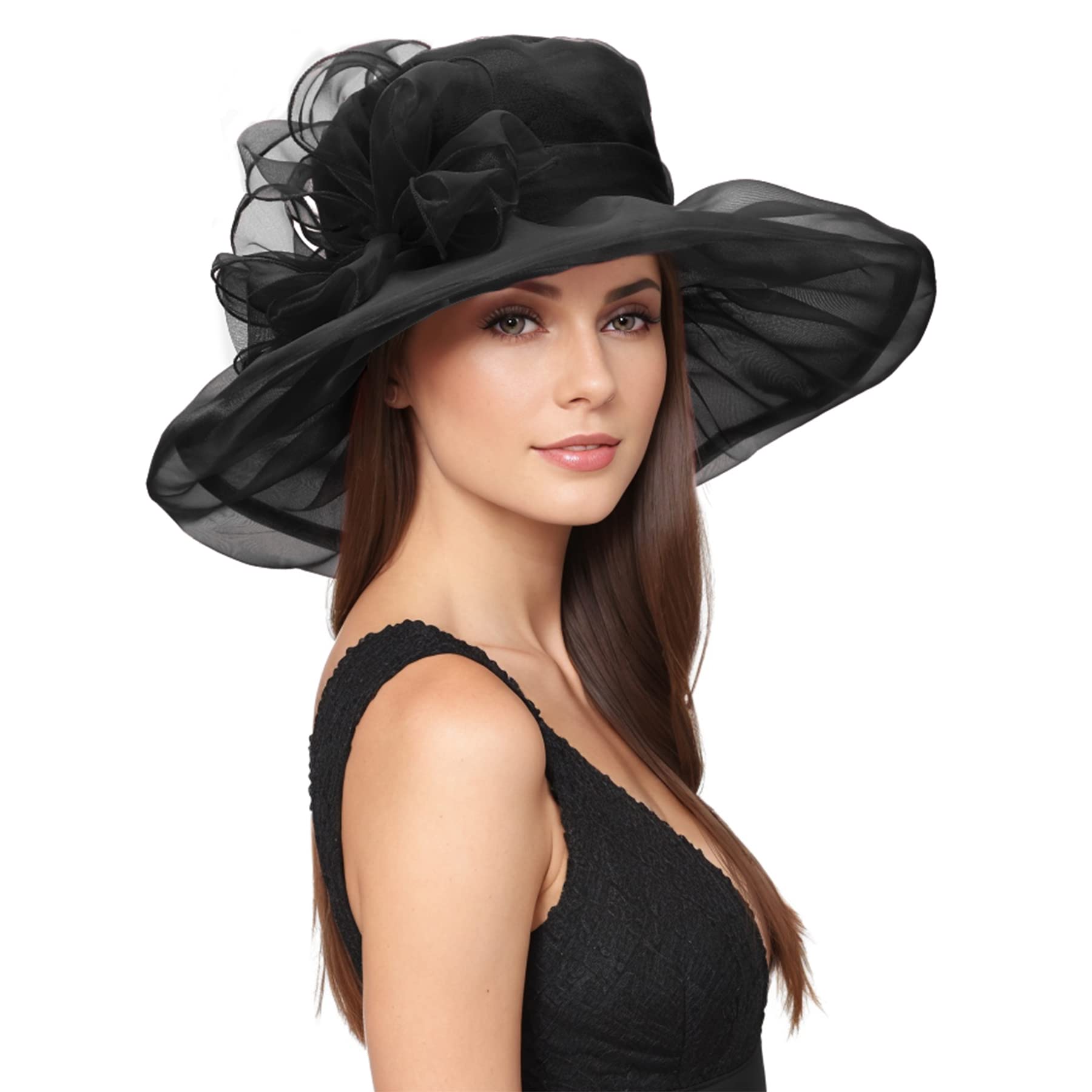 Zando Kentucky Derby Hats for Women | Elegant Organza Victorian Church Hats | Tea Party & Wedding Fascinators | Perfect for Derby Day, Sunday Service & Special Occasions