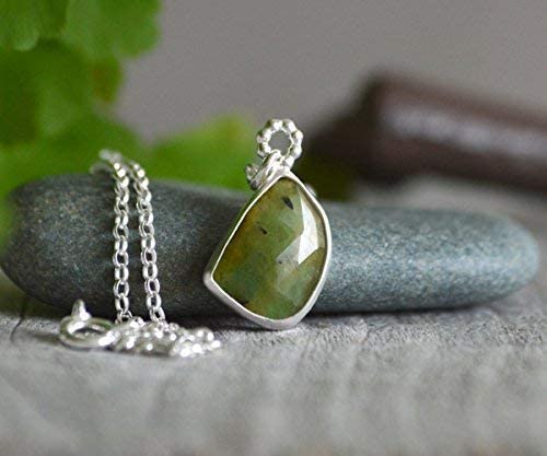 Apple Green Rose Cut Emerald Necklace - May Birthstone Jewelry, Large Emerald Pendant for Women | Perfect Gift for Mother's Day, Anniversary & Special Occasions