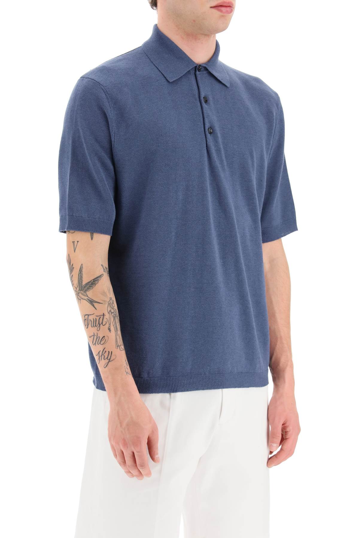 Agnona Premium Linen and Cotton Jersey Polo Shirt for Men - Comfortable & Breathable Casual Wear for Summer, Office, and Outdoor Activities