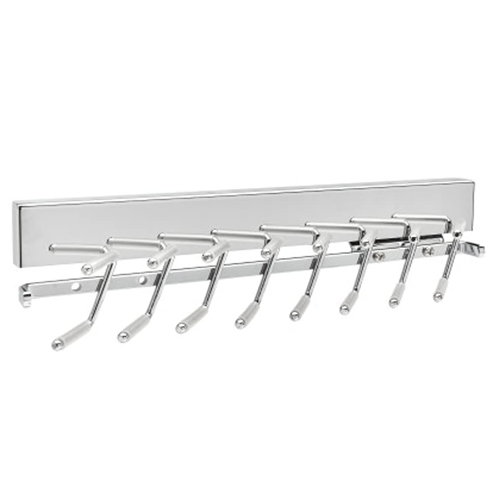 Rev-A-Shelf Sidelines CTRSL-14-CR-1 14-Inch Chrome Pull-Out Sliding Tie Rack Organizer - Holds 16 Ties - Space-Saving Closet Storage Solution for Men's Accessories & Necktie Organization