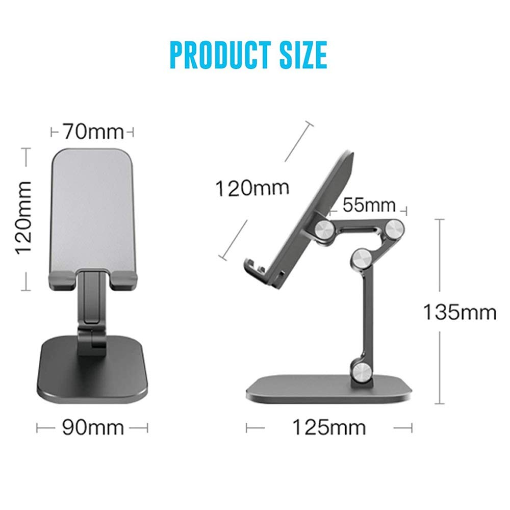Foldable Desk Phone Stand - Adjustable Universal Mobile Phone Holder for iPhone, Samsung, Android - Black & White - Perfect for Office, Home, Video Calls & Hands-Free Viewing