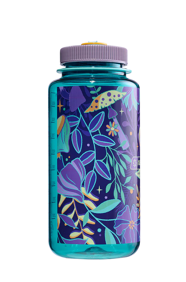 32oz Wide Mouth Water Bottle with Psychedelic Botanical Print - Perfect for Gym, Hiking & Outdoor Adventures