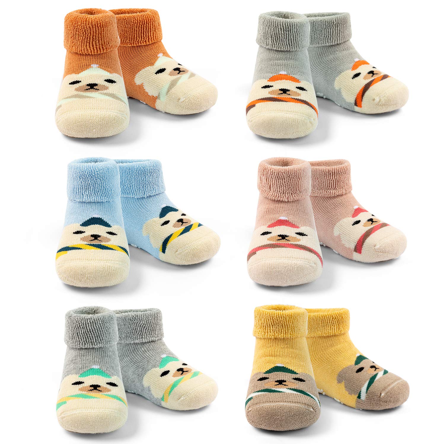 **Non-Slip Baby Socks for Girls & Boys - Warm Winter Terry Socks with Grips for Crawling & Playtime**