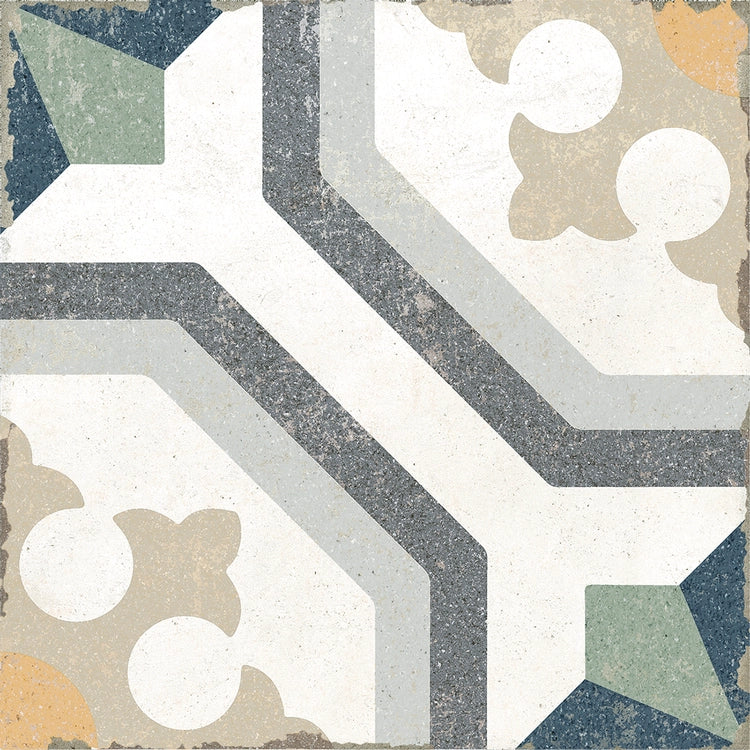 Zellige Charm Porcelain Floor Tiles - Atlas Petals Collection | Handmade Moroccan Cement Tiles for Kitchen Backsplash, Bathroom & Outdoor Patio Decor