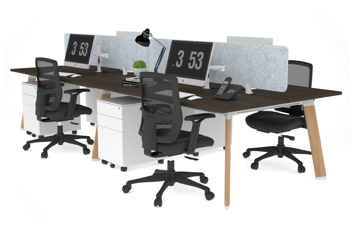 4-Person Workstation with Wood Imprint Frame - 1200L x 800W Office Desk with Cable Management Scallop | Perfect for Collaborative Workspaces & Home Offices