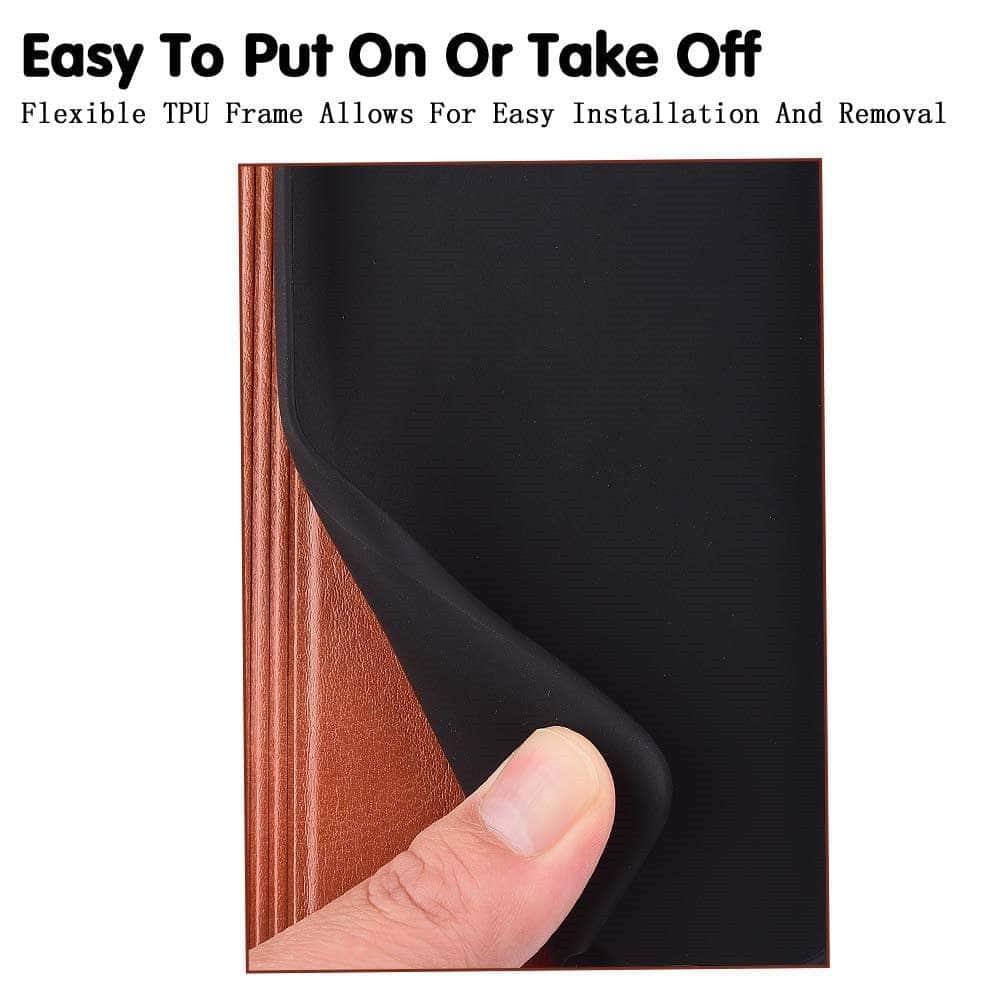 Premium Crazy Horse Genuine Leather Magnetic Case for Samsung Galaxy S22 - Durable Protection with Stylish Design for Everyday Use & Business Meetings