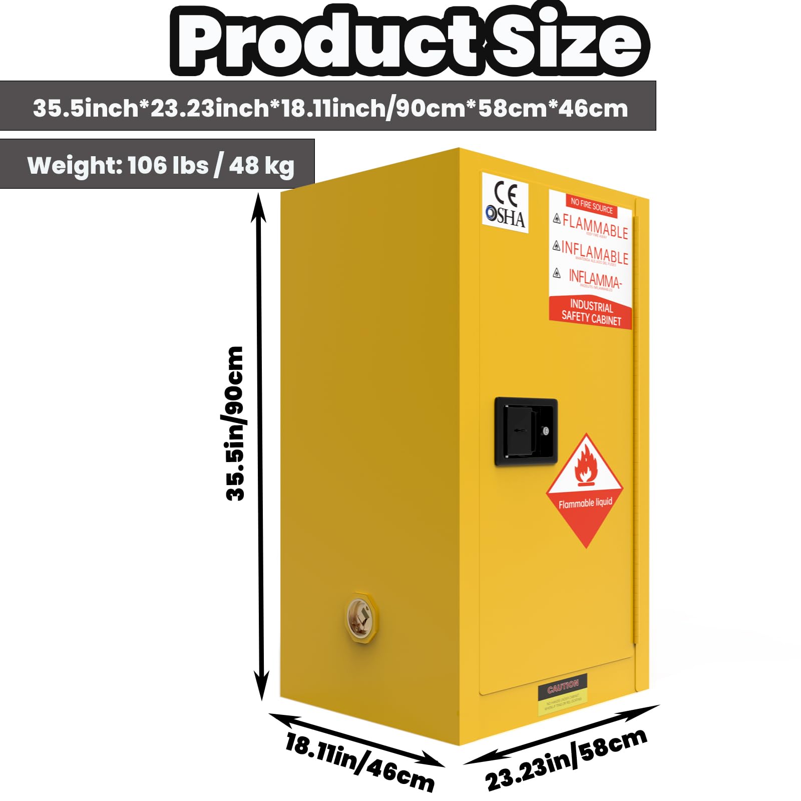 30 Gallon Flammable Storage Cabinet - Adjustable Shelf Chemical Cabinet for Flammable Liquids (23.23