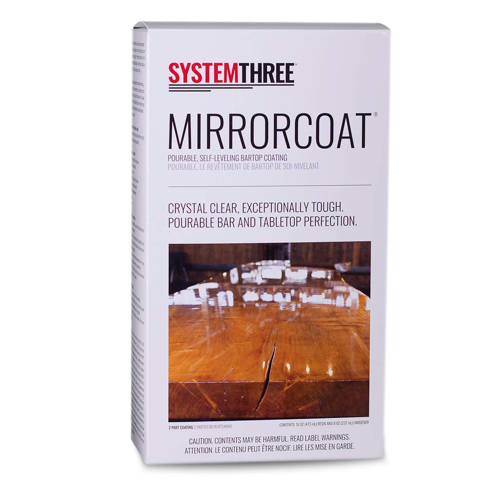 System Three Mirror Coat Epoxy Resin - High Gloss, Crystal Clear Finish for Wood, Art, and DIY Projects | Perfect for Table Tops, Bar Counters, and Decorative Surfaces