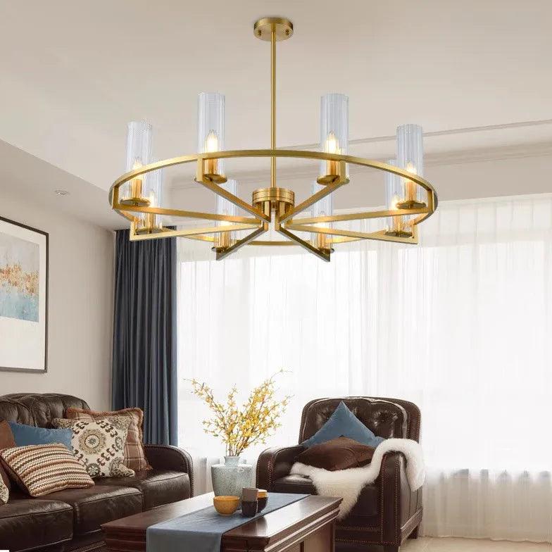 Elegant Gold Ring Frame Chandelier for Living Room - Modern Ceiling Light Fixture for Dining Room, Bedroom & Home Decor