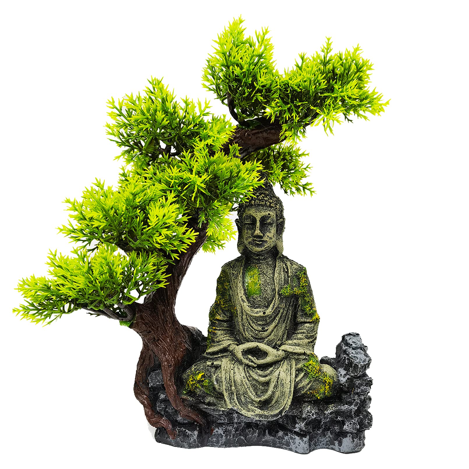 Ancient Buddha Aquarium Decor - Resin Fish Tank Statue, Betta Fish Cave Hideout, Natural Underwater Decorations for Home & Office Aquariums - Perfect for Zen Gardens, Meditation Spaces & Tropical Fish Tanks
