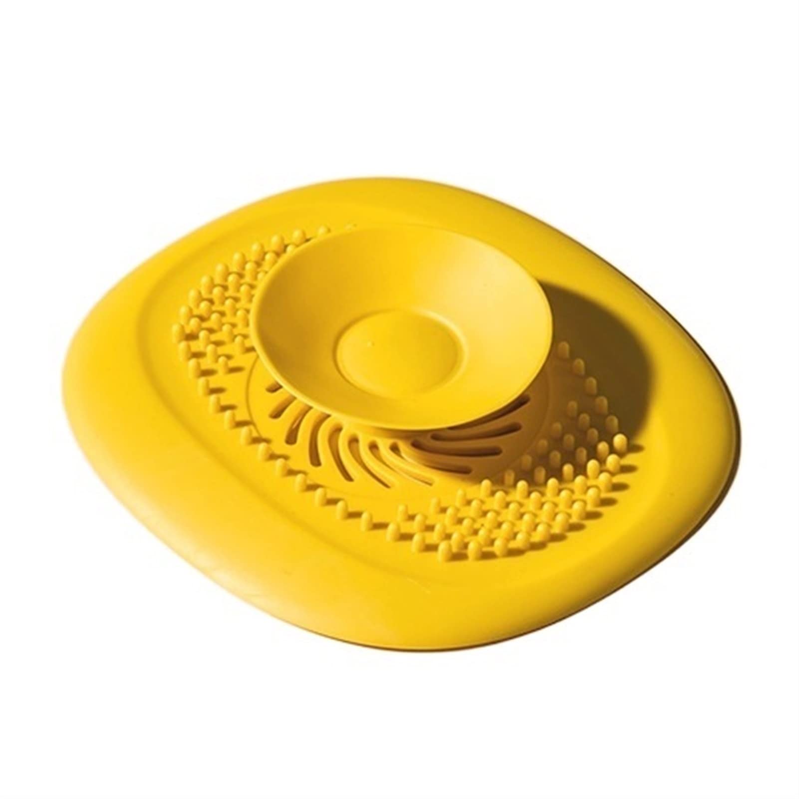 DIGUCFH Silicone Hair Catcher Drain Stopper - Anti-Clog Shower & Bathtub Strainer, Deodorizing Sink Plug for Bathroom & Kitchen (Yellow) - Prevents Clogs & Keeps Drains Clean