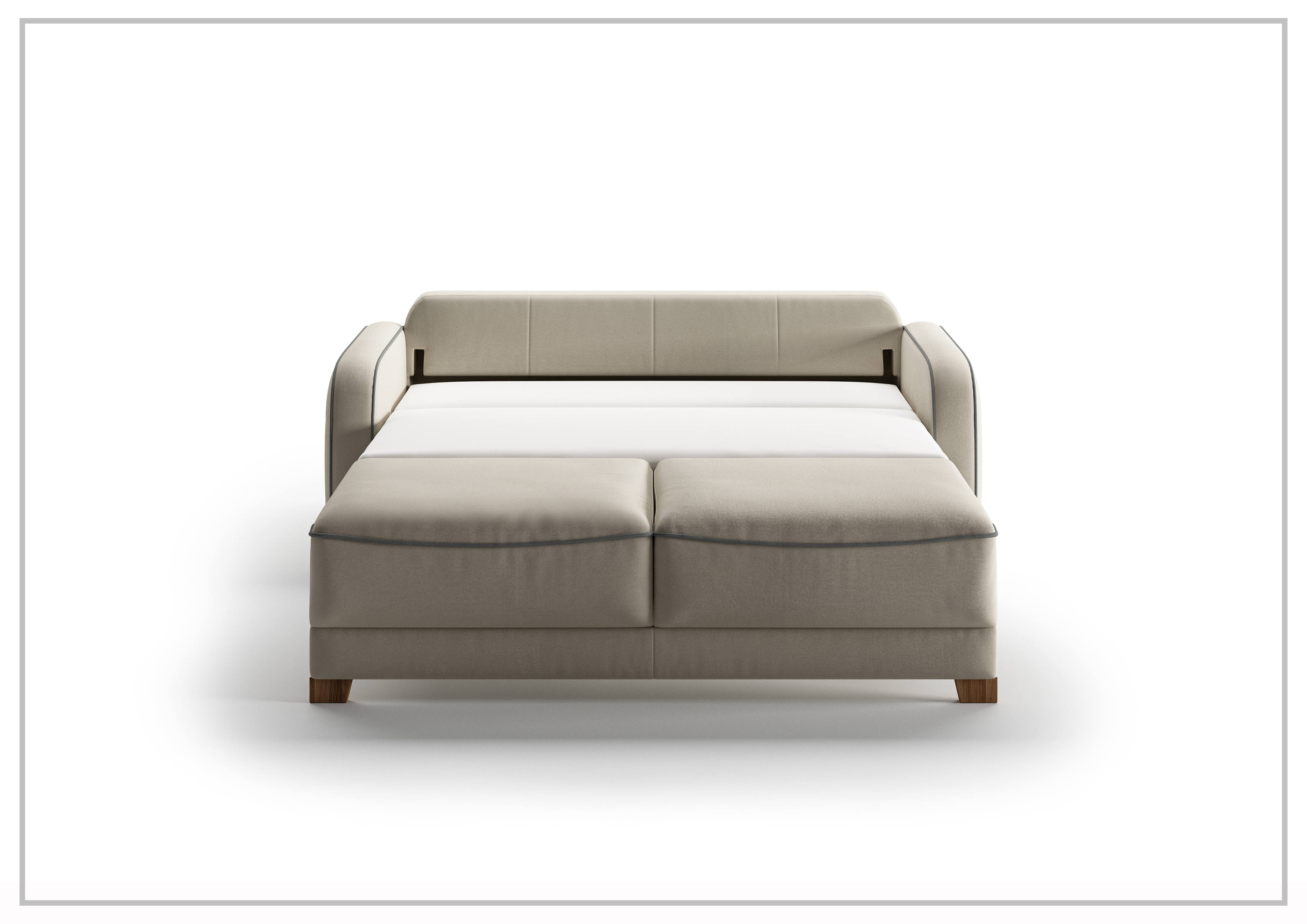 Luonto Leon 2-Seater Fabric Loveseat with Queen Sleeper & Walnut Finish - Perfect for Small Spaces, Guest Rooms & Cozy Living Rooms