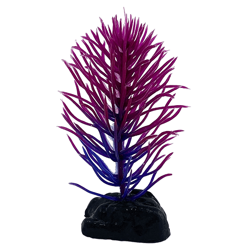 Premium Plastic Betta Fish Plants - Purple Hornwort Decor (3 Pack) for Aquarium, Fish Tank Accessories | Enhances Betta Habitat & Natural Environment