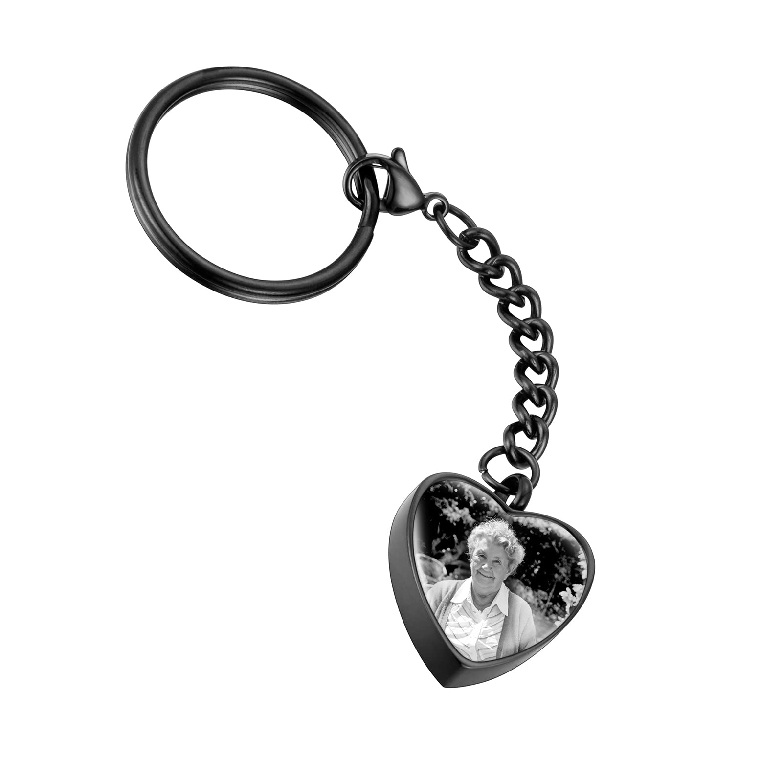 Personalized Stainless Steel Heart Photo Urn Keychain for Ashes - Cremation Memorial Keychain with Custom Engraving - Perfect for Keeping Loved Ones Close (Grieving, Memorial Jewelry, Sympathy Gift)