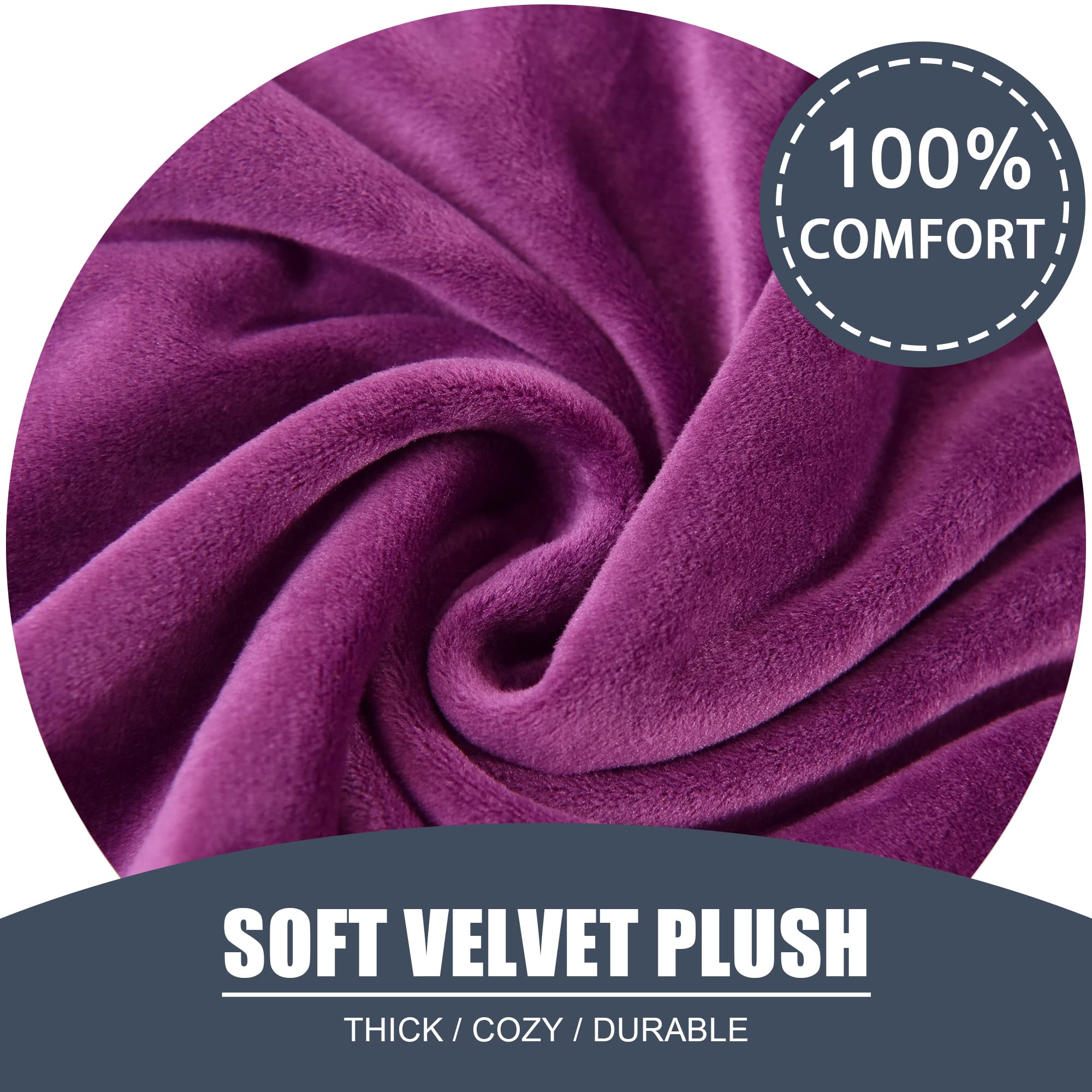 CONRUSER Stretch Sofa Slipcover - Soft Velvet Couch Cover for 3-Cushion Sofa, Thick Furniture Protector for Pets & Kids (Purple, Large) | Perfect for Living Room, Family Room & Pet-Friendly Homes
