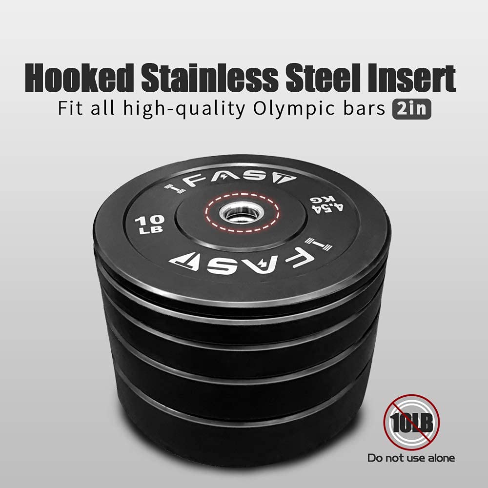 IFAST Olympic Weight Plates Set 370LB - Color Coded Rubber Bumper Plates with 2-Inch Steel Hub for Strength Training, Weightlifting & Home Gym | Perfect for CrossFit, Powerlifting & Functional Fitness Workouts