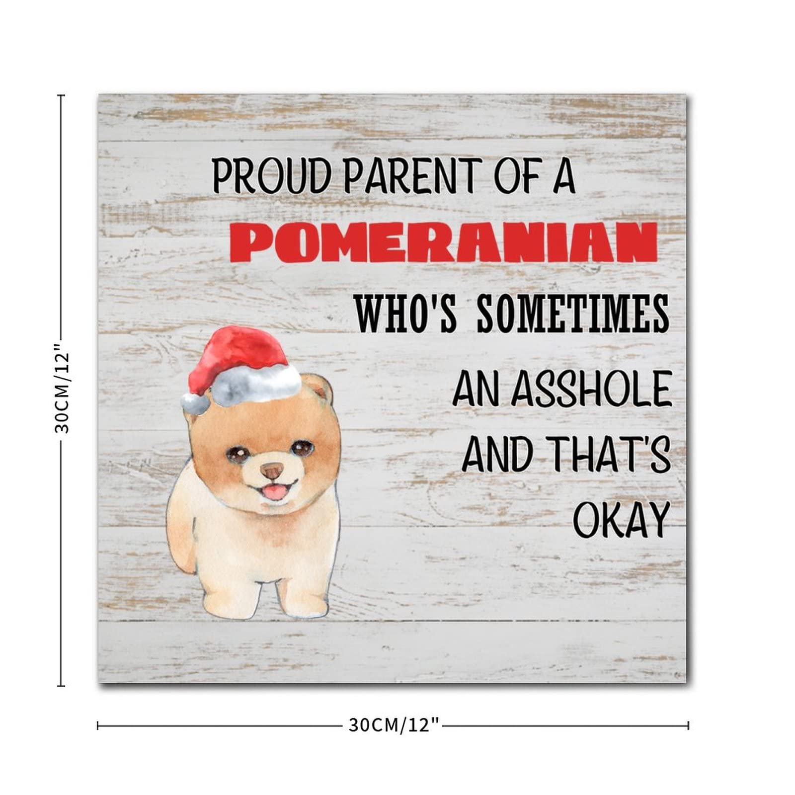 Funny Dog Parent Sign - Wooden Wall Decor for Proud Pomeranian Owners | Gift for New Puppy Mom & Dog Dad | 12x12 Inch Pet Quote Plaque | Perfect for Nursery, Living Room & Dog Lover's Home Decor