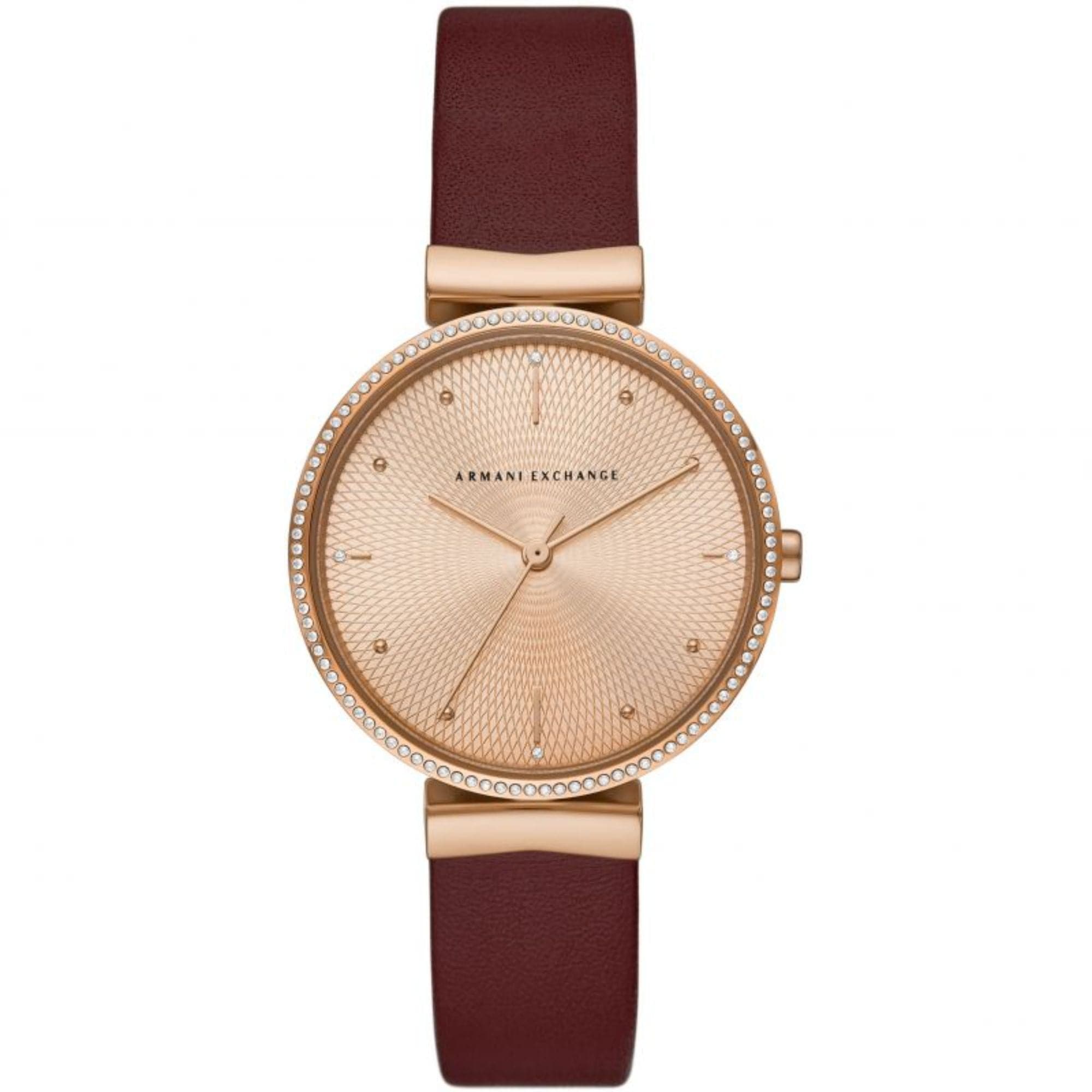 ARMANI EXCHANGE AX5913 Women's Red Leather Watch with Three Hands - Perfect for Everyday Wear, Office & Special Occasions