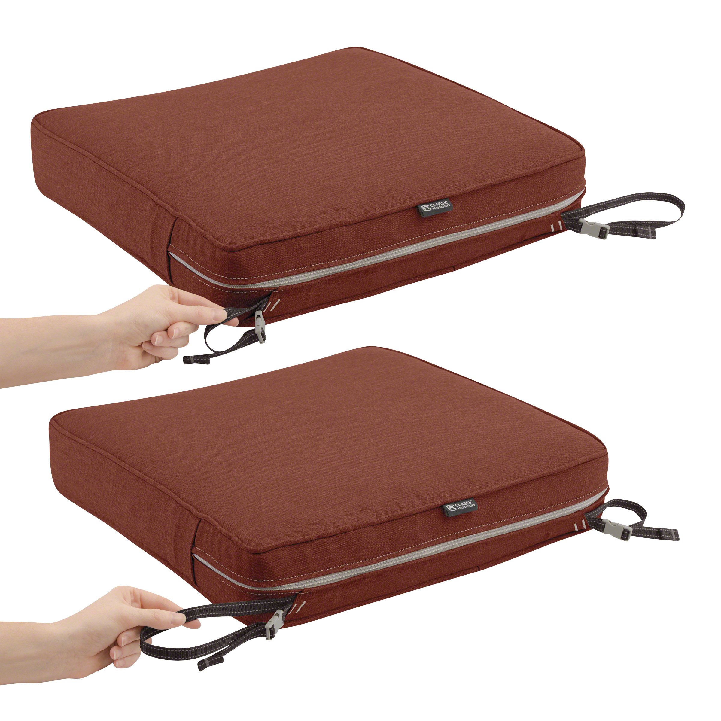 Classic Accessories Montlake Patio FadeSafe Seat Cushion Slip Cover - Henna, 25