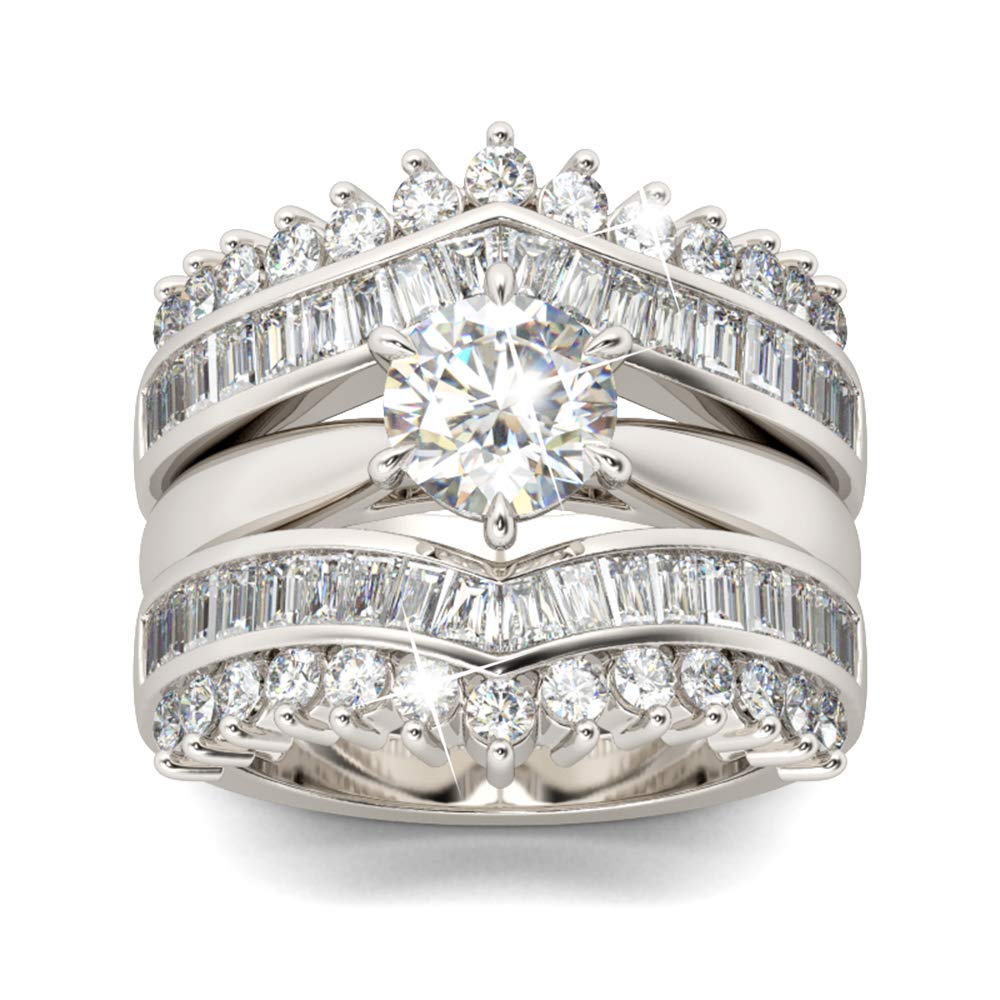Jeulia 2 Carat 3PC Wedding Ring Set for Women - Marquise & Oval Cut Cubic Zirconia Engagement Rings in Sterling Silver - Solitaire Diamond Anniversary Promise Rings with Jewelry Box - Perfect for Bridal, Proposals & Special Occasions