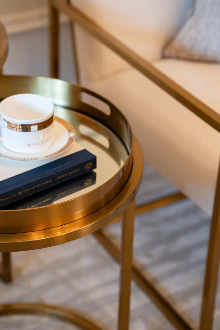 Colmar Gold Finish Side Table Set - Modern End Table for Living Room, Bedroom & Office - Stylish Accent Table for Home Decor