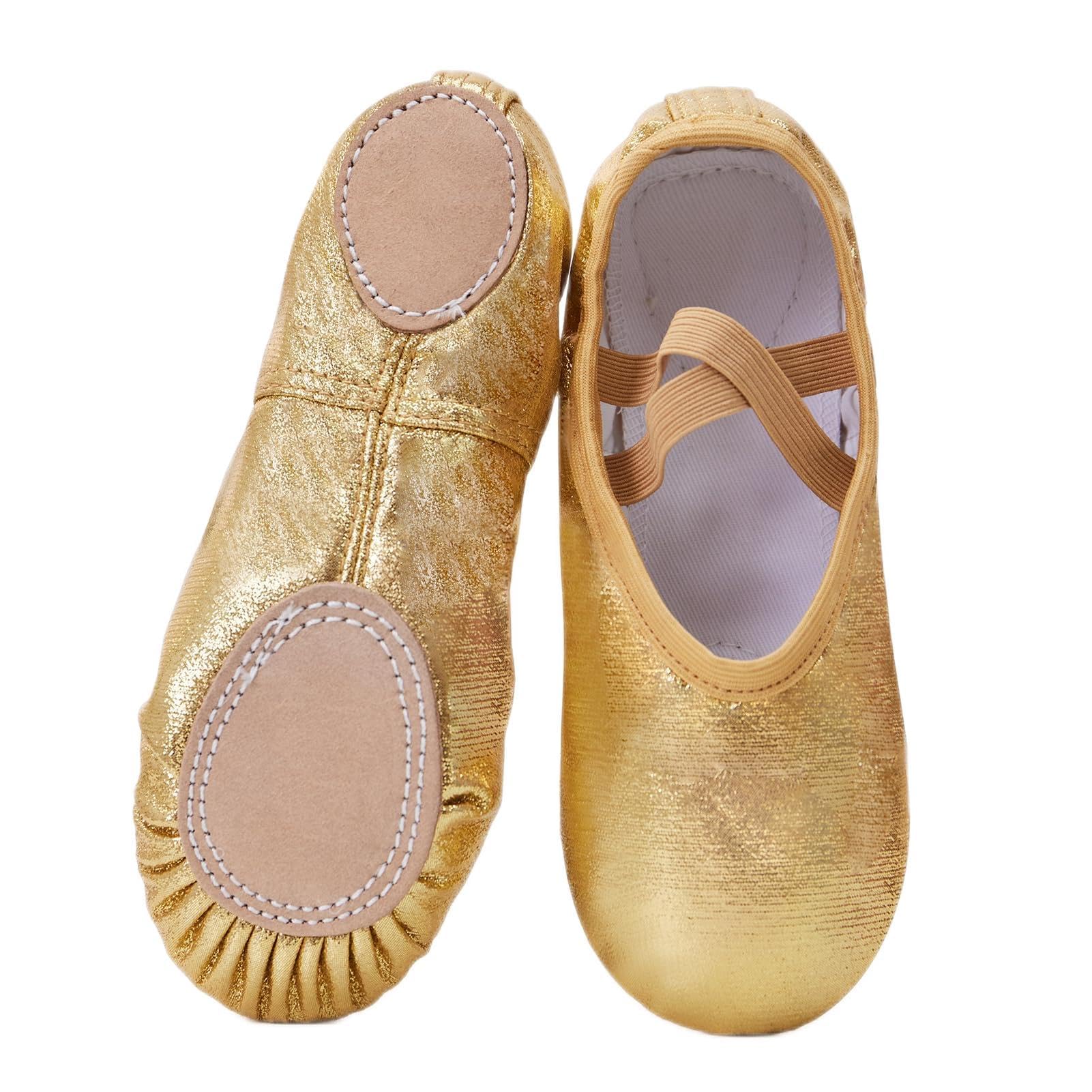 Phineein Girls Ballet Shoes - Split-Sole Toddler Dance Shoes with Glitter for Kids | Perfect for Ballet Class, Recitals & Dance Performances