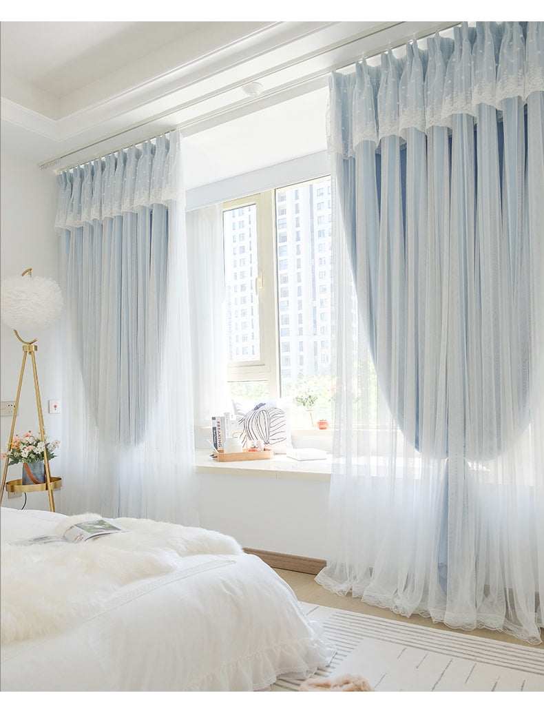 McKenna Two-Layer Tulle Blackout Curtains for Bedroom - Custom Room Darkening Window Drapes for Better Sleep & Light Control