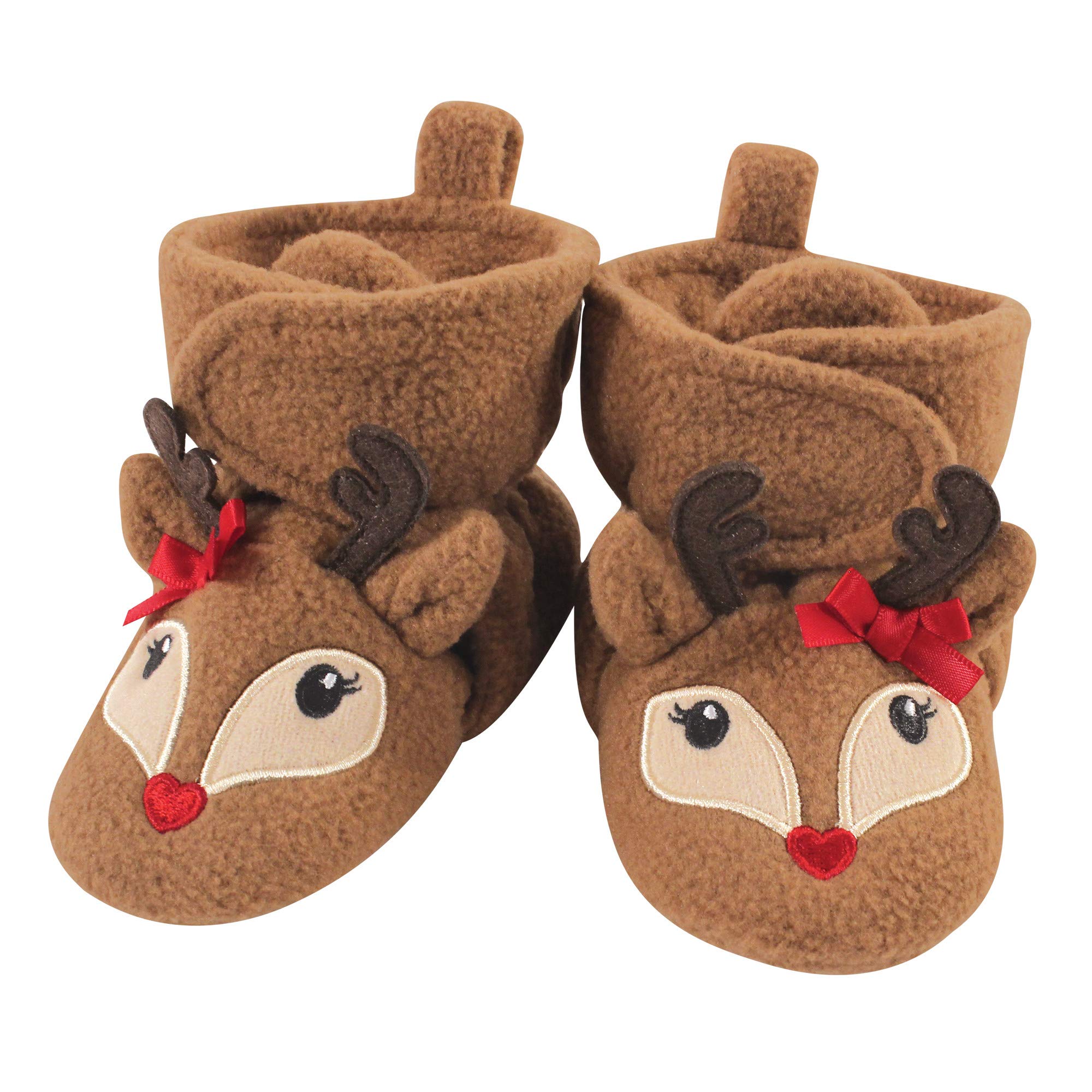 Hudson Baby Unisex Fleece Booties with Non-Skid Sole - Soft & Warm Baby Socks for Newborns, Infants & Toddlers - Perfect for Indoor Play, Winter Outfits & Photo Shoots