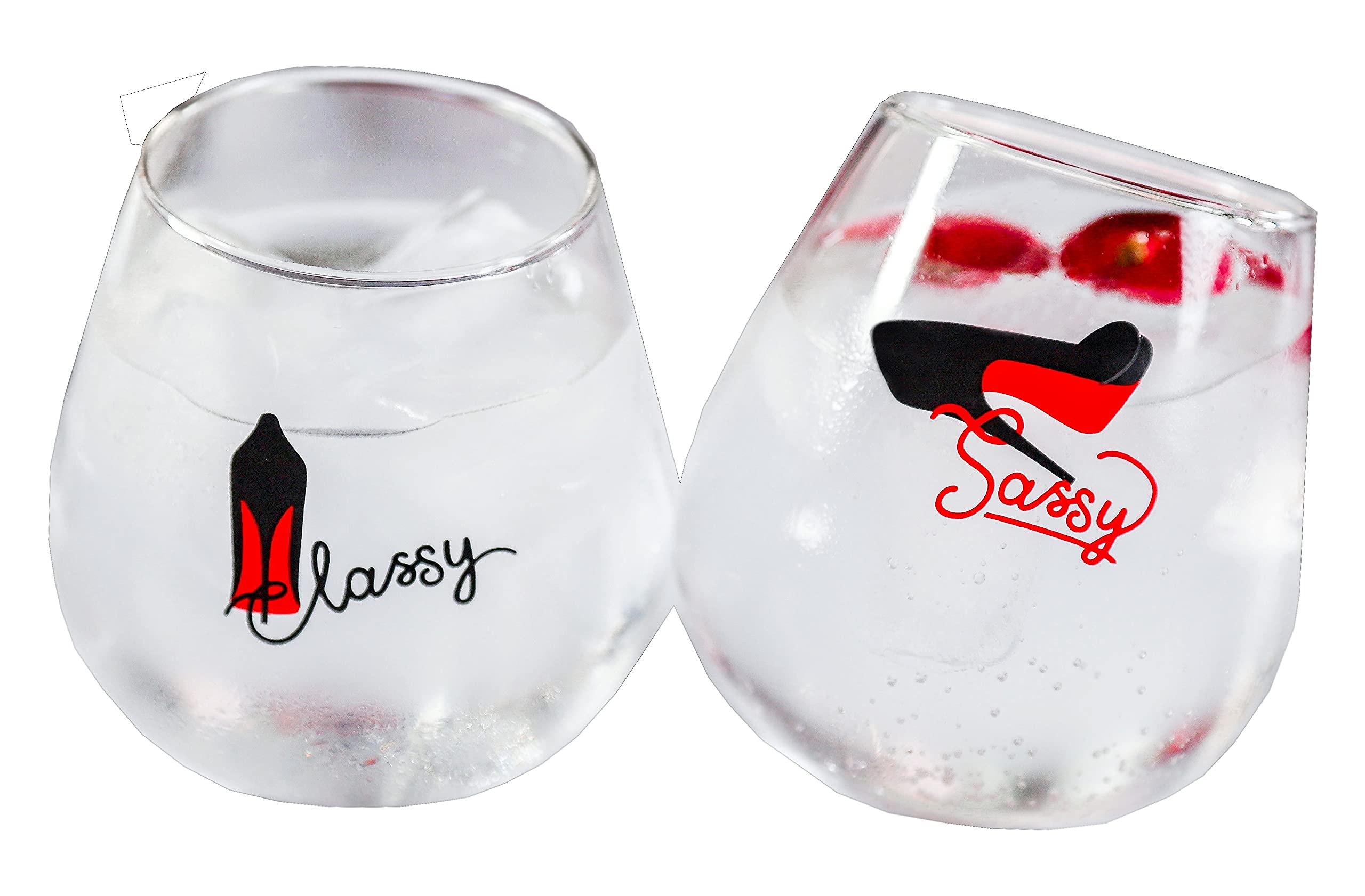 Elegant Stemless Wine Glasses Set of 2 - 12oz Rolling Tumblers for Women, Perfect Gift for Birthday, Wedding, Mother's Day & Bachelorette Party - Ideal for Home Entertaining, Girls Night & Romantic Dinners